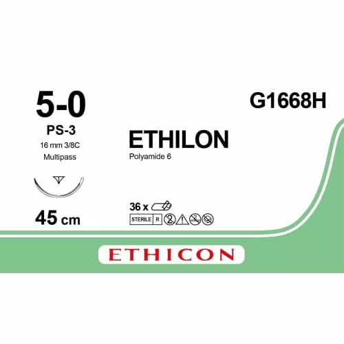 Ethilon hechtdraad 5-0 45cm PS-3 G1668H 36 stuks