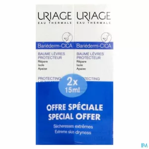 Uriage Bariederm Lippenbalsem Tube 2x15ml Promo