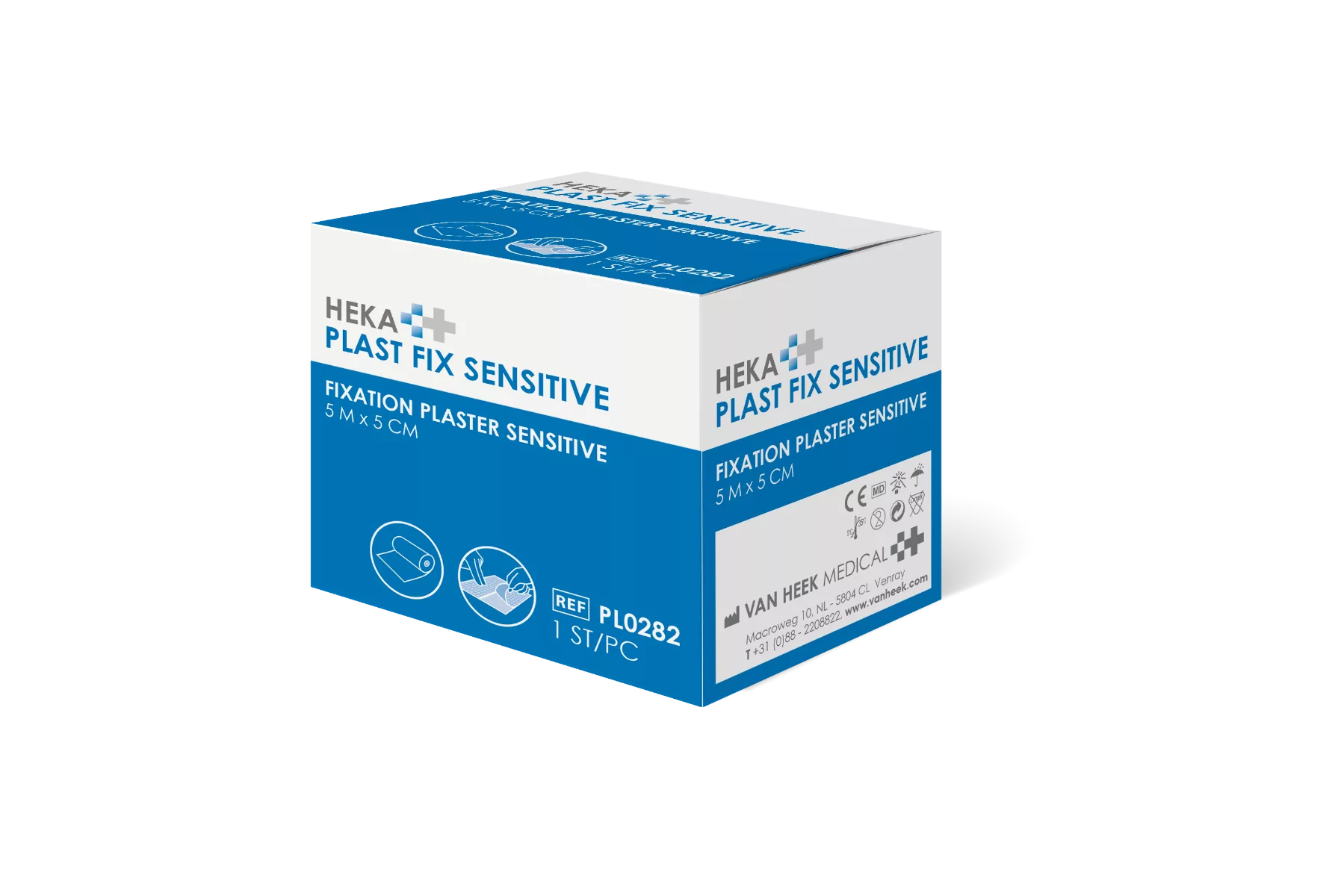 HEKA PLAST FIX SENSITIVE PLEISTER 5MX5CM NIET-STERIEL