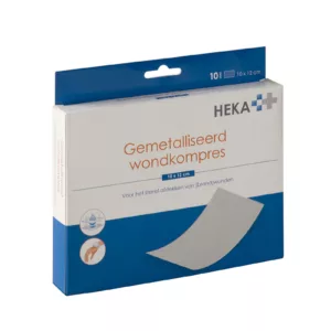 Heka gemetalliseerd wondkompress 10 x 12 cm steriel