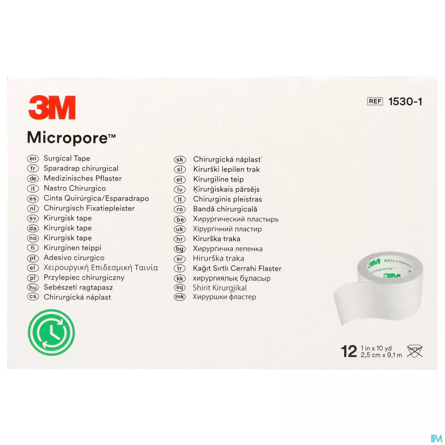 Micropore 3m Hechtpleister 25mmx9,14m Rol 12 1530